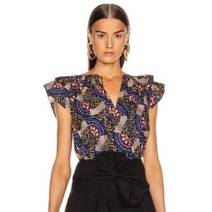 Ulla Johnson Elm Flutter Sleeve Top Blouse in Army Size 4